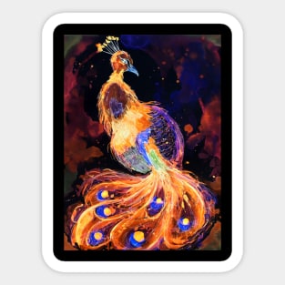 Burning Phoenix Peacock Sticker